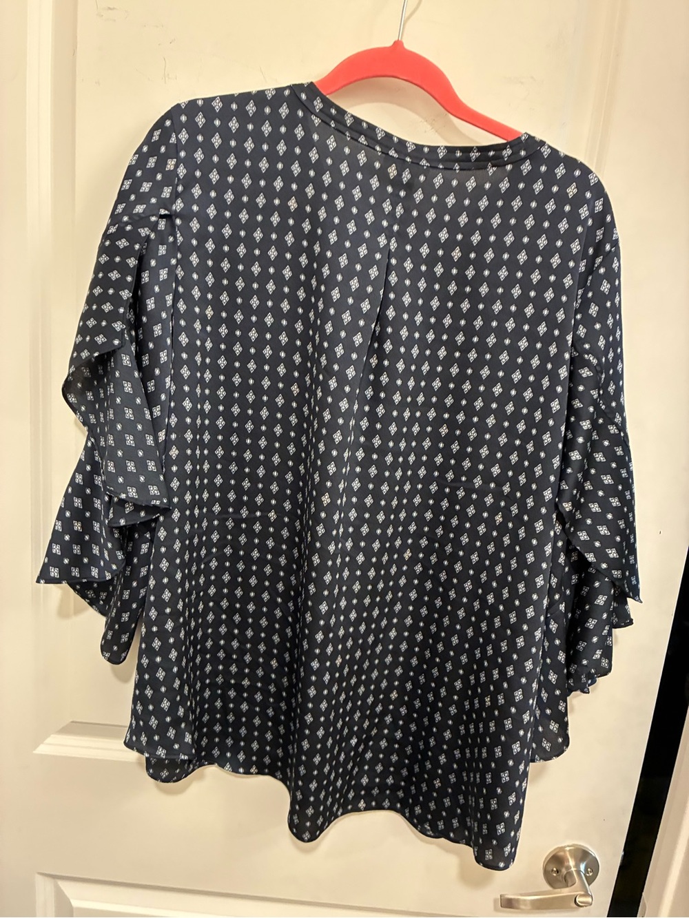 Vince Camuto Navy Polka Dot Flutter Sleeve Blouse - Picture 3 of 6